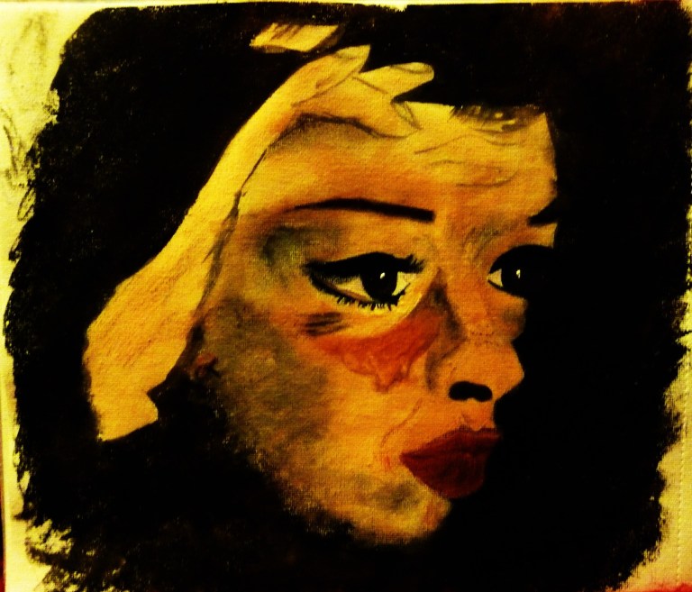 "Truth For Tears" by Corinna Tomrley. Gouache on canvas paper. Drawn from 'Judy Garland Shedding Tear' by Douglas Kirkland*